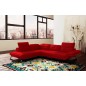 Canapé d'angle en cuir italien 5 places MODERNI, rouge, angle gauche