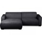 Canapé d'angle avec relax électrique , velours cotelé REVANO, noir, angle gauche, 3 places