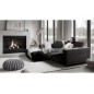 Canapé d'angle avec relax électrique , velours cotelé REVANO, noir, angle gauche, 3 places
