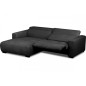 Canapé d'angle avec relax électrique , velours cotelé REVANO, noir, angle gauche, 3 places
