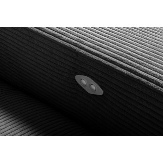 Canapé d'angle avec relax électrique , velours cotelé REVANO, noir, angle gauche