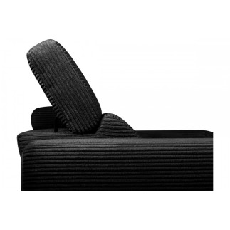 Canapé d'angle avec relax électrique , velours cotelé REVANO, noir, angle gauche