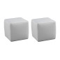 Ensemble de 2 poufs carrés en cuir, blanc.
