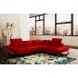 Canapé d'angle en cuir italien 5 places MODERNI, rouge, angle droit