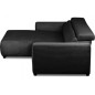 Canapé d'angle avec relax électrique , velours cotelé REVANO, noir, angle gauche, 3 places
