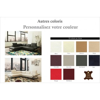 Canapé d'angle en cuir italien 5 places MODERNI, personnalisé