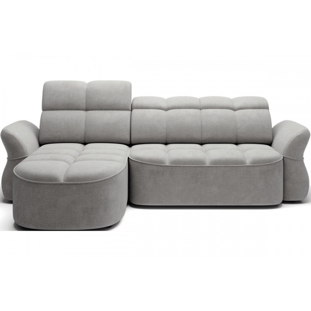 Canapé d'angle profondeur réglable BENSON VELOURS, velours Luxe gris clair, 4-5 places, angle gauche (vu de face) Canapé d'angle profondeur réglable BENSON VELOURS, velours Luxe gris clair, 4-5 places, angle gauche (vu de face)