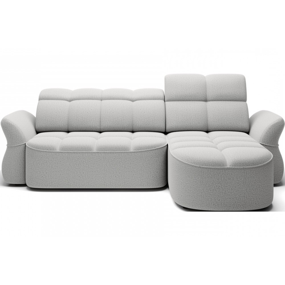 Canapé d'angle profondeur réglable BENSON velours Luxe gris clair, 4-5 places, angle droit (vu de face) Canapé d'angle profondeur réglable BENSON velours Luxe gris clair, 4-5 places, angle droit (vu de face)