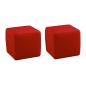 Ensemble de 2 poufs carrés en cuir, rouge.