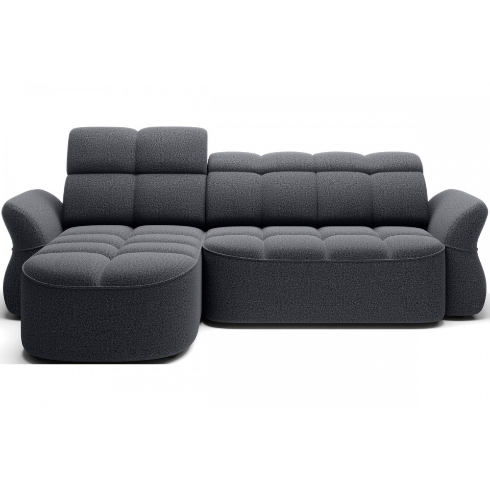- Canapé d'angle profondeur réglable BENSON velours Luxe gris foncé 4-5 places, angle gauche (vu de face) - Canapé d'angle profondeur réglable BENSON velours Luxe gris foncé 4-5 places, angle gauche (vu de face)