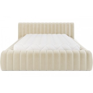 Lit double avec coffre CARINO VELOURS de qualité luxe capitonné, beige clair, 180x200