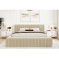 Lit double avec coffre CARINO VELOURS de qualité luxe capitonné, beige clair, 160x200