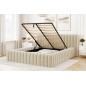 Lit double avec coffre CARINO VELOURS de qualité luxe capitonné, beige clair, 160x200