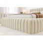 Lit double avec coffre CARINO VELOURS de qualité luxe capitonné, beige clair, 160x200