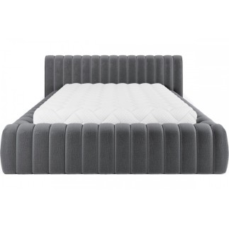 Lit double avec coffre CARINO VELOURS de qualité luxe capitonné, gris foncé, 140x200