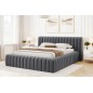 Lit double avec coffre CARINO VELOURS de qualité luxe capitonné, gris foncé, 140x200