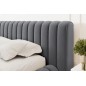 Lit double avec coffre CARINO VELOURS de qualité luxe capitonné, gris foncé, 140x200