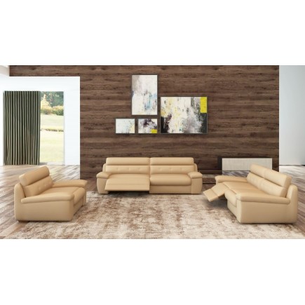 Canapé 2 places relaxation en cuir italien OLSEN , beige
