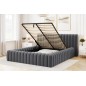 Lit double avec coffre CARINO VELOURS de qualité luxe capitonné, gris foncé, 160x200