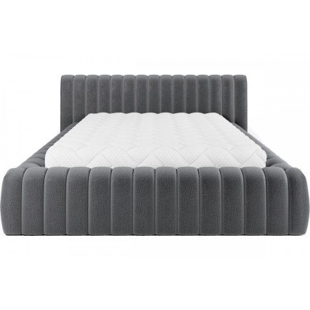 Lit double avec coffre CARINO VELOURS de qualité luxe capitonné, grs foncé, 180x200