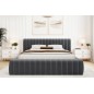Lit double avec coffre CARINO VELOURS de qualité luxe capitonné, grs foncé, 180x200, Gris foncé