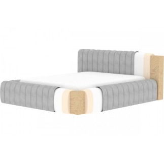 Lit double avec coffre CARINO VELOURS de qualité luxe capitonné, grs foncé, 180x200