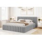 Lit double avec coffre CARINO VELOURS de qualité luxe capitonné, gris clair, 140x200