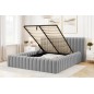 Lit double avec coffre CARINO VELOURS de qualité luxe capitonné, gris clair, 160x200