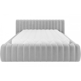 Lit double avec coffre CARINO VELOURS de qualité luxe capitonné, gris clair, 180x200