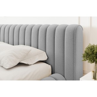Lit double avec coffre CARINO VELOURS de qualité luxe capitonné, gris clair, 180x200