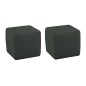 Ensemble de 2 poufs carrés en cuir, gris foncé.