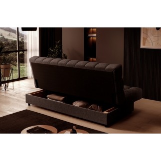 Canapé 3 places convertible CLARO en tissu chocolat