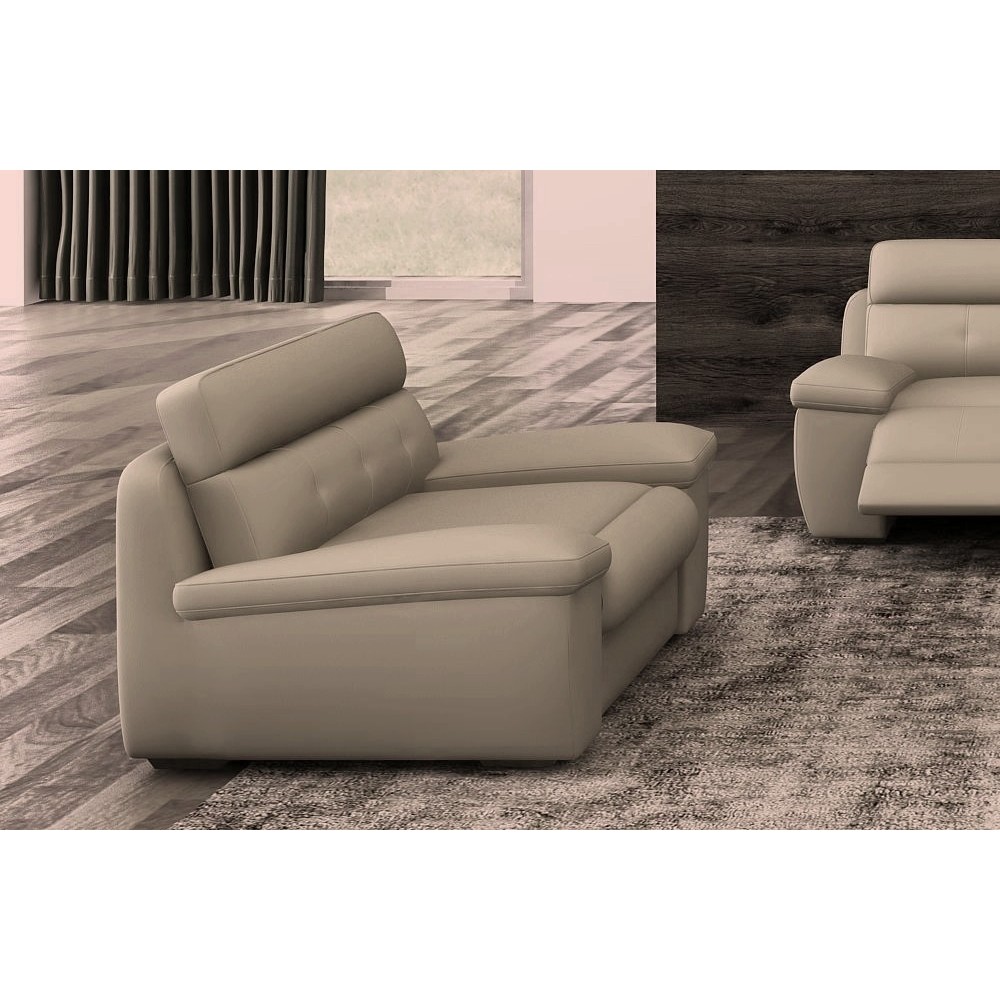 Fauteuil 1 place relaxation en cuir italien OLSEN , gris clair