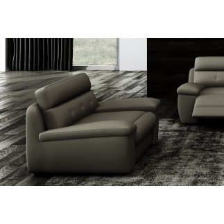Fauteuil 1 place relaxation en cuir italien OLSEN , gris foncé