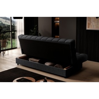 Canapé 3 places convertible CLARO en tissu noir