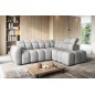 Canapé d'angle profondeur réglable FASANO velours Luxe gris clair, 5 places, angle droit (vu de face) Canapé d'angle profondeur réglable FASANO velours Luxe gris clair, 5 places, angle droit (vu de face)
