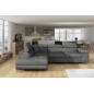Canapé d'angle convertible - en tissu luxe 5 places ANNECY TISSU, couleur gris, angle gauche