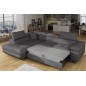 Canapé d'angle convertible - en tissu luxe 5 places ANNECY TISSU, couleur gris, angle gauche
