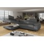 Canapé d'angle convertible - en tissu luxe 5 places ANNECY TISSU, couleur gris, angle gauche