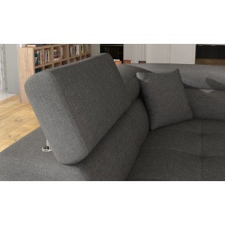 Canapé d'angle convertible - en tissu luxe 5 places ANNECY TISSU, couleur gris, angle gauche