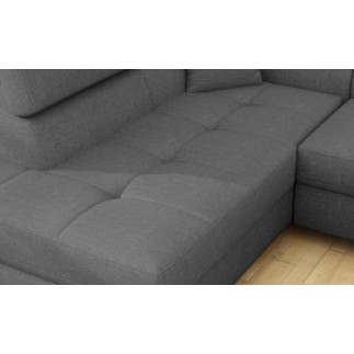 Canapé d'angle convertible - en tissu luxe 5 places ANNECY TISSU, couleur gris, angle gauche
