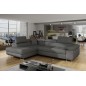 Canapé d'angle convertible - en tissu luxe 5 places ANNECY TISSU, couleur gris, angle gauche