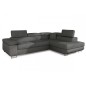 Canapé d'angle convertible - en tissu luxe 5 places, ANNECY TISSU, couleur gris, angle DROIT