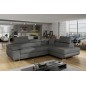 Canapé d'angle convertible - en tissu luxe 5 places, ANNECY TISSU, couleur gris, angle DROIT