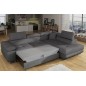 Canapé d'angle convertible - en tissu luxe 5 places, ANNECY TISSU, couleur gris, angle DROIT