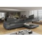 Canapé d'angle convertible - en tissu luxe 5 places, ANNECY TISSU, couleur gris, angle DROIT