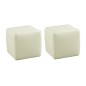 Ensemble de 2 poufs carrés en cuir, écru.