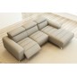 Canapé d'angle fonction relax en cuir italien 5 places SERENITY, gris clair, angle droit
