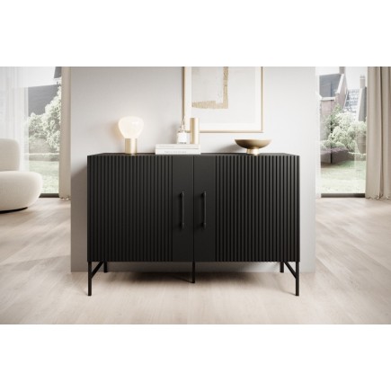 Beau buffet noir de qualité avec rangement, RAFI