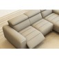 Canapé d'angle fonction relax en cuir italien 5 places SERENITY, gris clair, angle droit